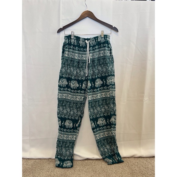 Other - Women's Harem Pants,‎ Elephant Design, Pockets, Elastic Waist Drawstring, Sz Med
